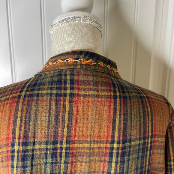 John Mark Multicolor Embroidered Plaid Top - Picture 8 of 11